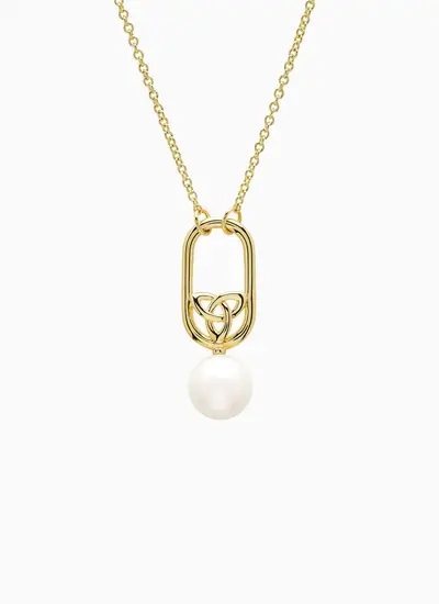 14K Gold Vermeil Celtic Pearl Necklace